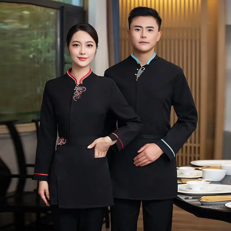 Dining Waiter Workwear Short Sleeve Spring and Summer Long Sleeves Hotel Western Restaurant Cake BBQ Hot Pot Hotel Work Wear Wom