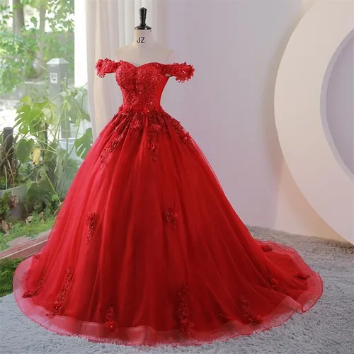 Ashley Gloria-Vestidos de quinceañera con hombros descubiertos, ropa de fiesta de flores dulces, vestido de baile de encaje de lujo, vestido Formal de graduación, 2023