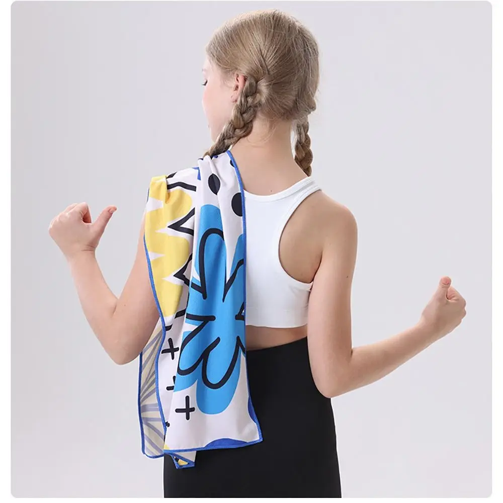 Portable Multicolor Quick Dry Towel with Button Cartoon Pattern Cooling Towel Keep Cool Sun Protection Sport Towel For