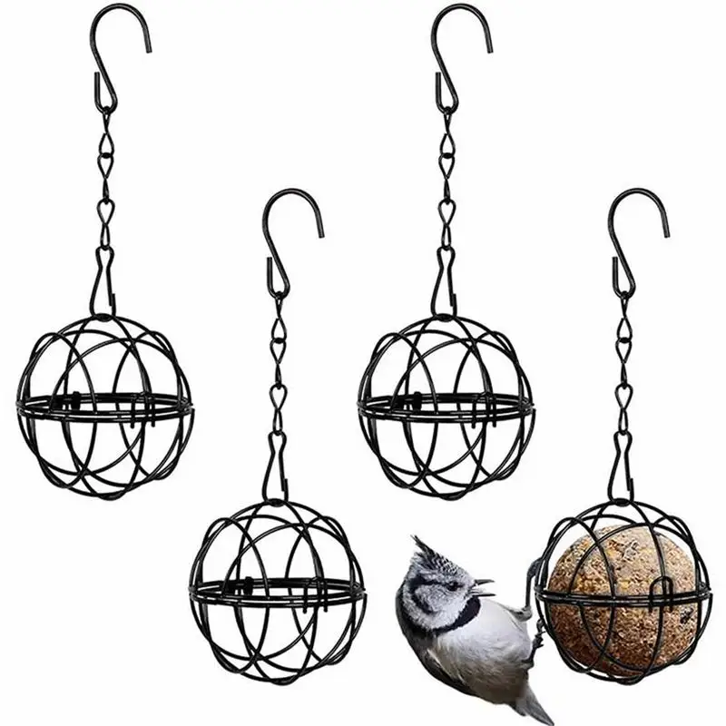 Ball Bird Feeder Suet Feeders For Outside Hanging 4pcs Metal Hook Bird Feeder Attract A Variety Of Outdoors Wild Birds Bird