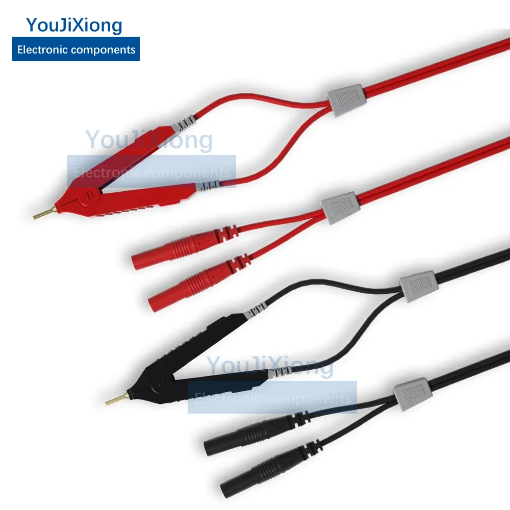 2PCS LCR Lead Bottom Resistor 4 Wire 4mm Safety Banana Stopper Kelvin Clip Plated Probe - Image 2