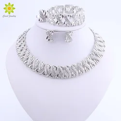 Indian Dubai Wedding Jewelry Sets For Brides Vintage African Costume Jewerly Set Silver Color Nigerian Women Jewelry Set