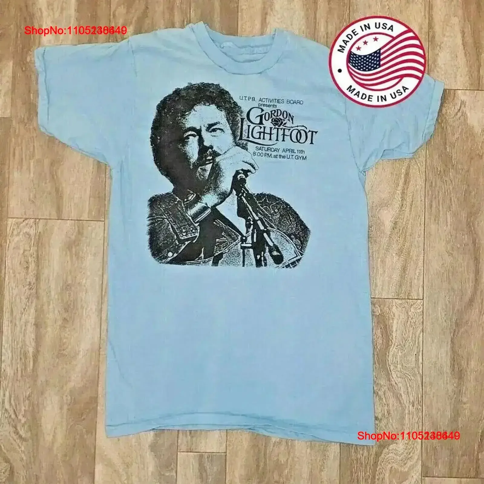 1978 vtg GORDON LIGHTFOOT ENDLESS WIRE T Shirt Light Blue S 5XL vintage Washed Stylish homme Casual Stretched fashion vintage