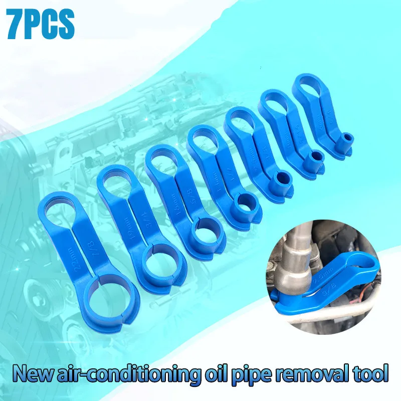 7PCS Car Fuel Line Removal Tool 1/4inch-1/8inch Portable Auto AC Fuel Lines Quick Removal Tools Angled Disconnect Tool Set