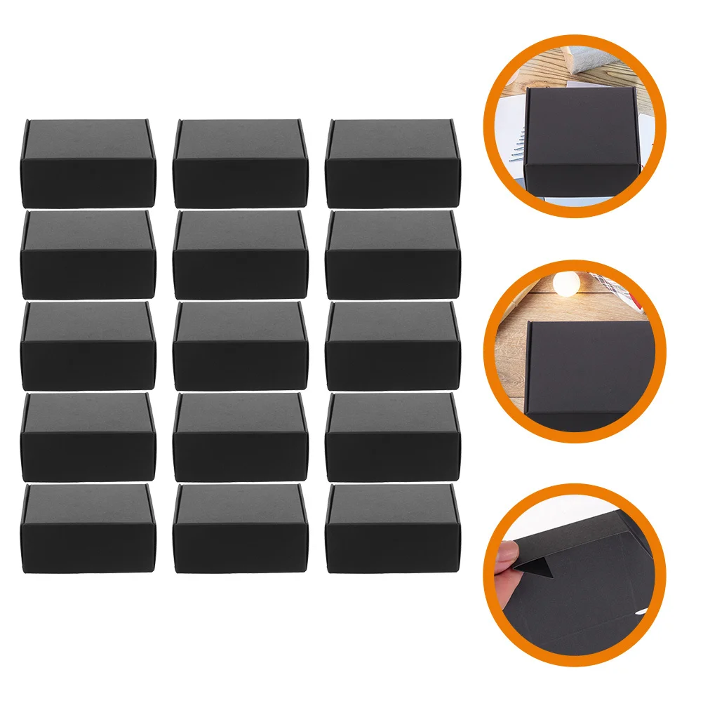 15Pcs Black Card Packaging Box Strong Pressure Resistant Mailer Boxes for Shipping Packing Crafts Jewelry Storage Supplies