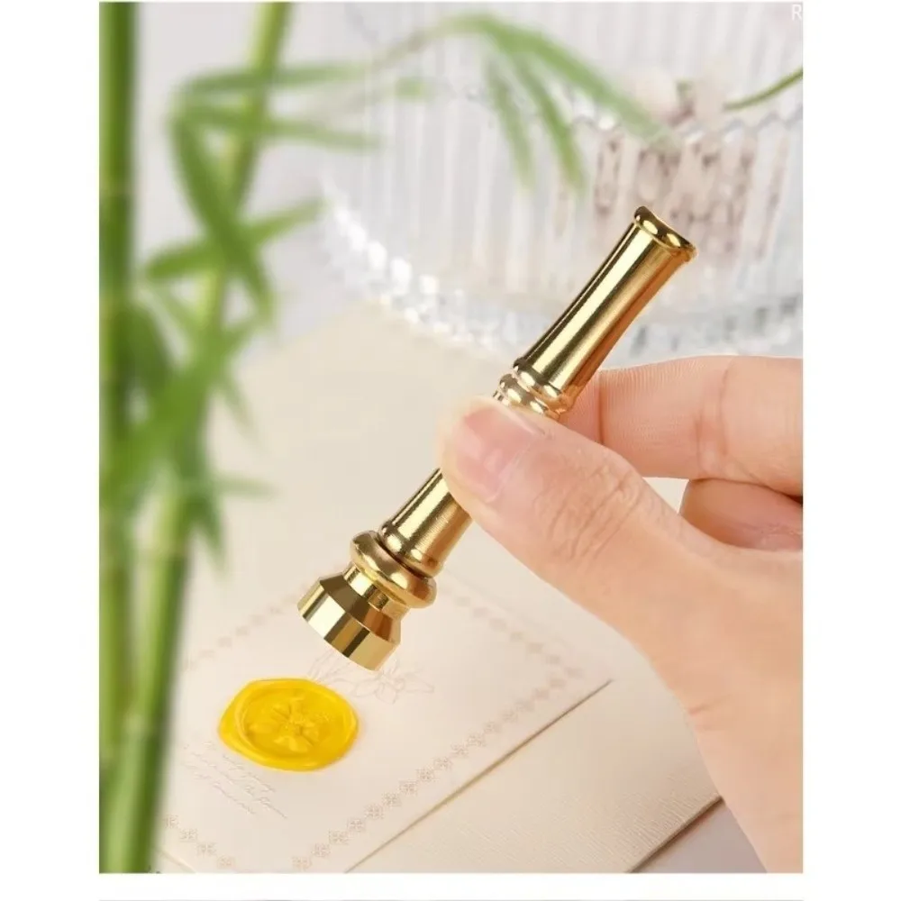 Bamboo Shape Wax Seal Stamp Brass Material Detachable Head DIY Seal Head Universal DIY Assembly Brass Stamp Handle Gift Wrapping