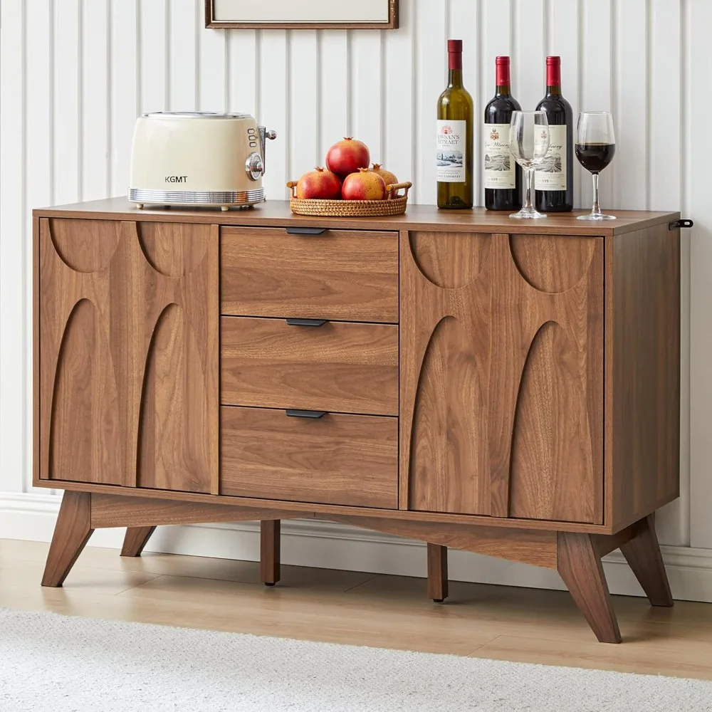 

Cabinet with Storage, 47.2 Storage Cabinet with 3 Drawers, Large Sideboard with 2 Doors, Mid Century Modern Coffee