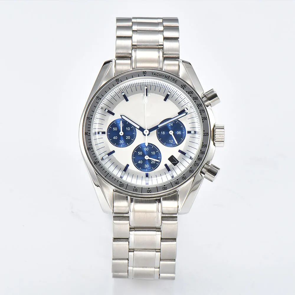 40mm Chronograph 40mm Integrated Date Complication Speed Master For VK63 Quartz Movement 3Bar Waterproof