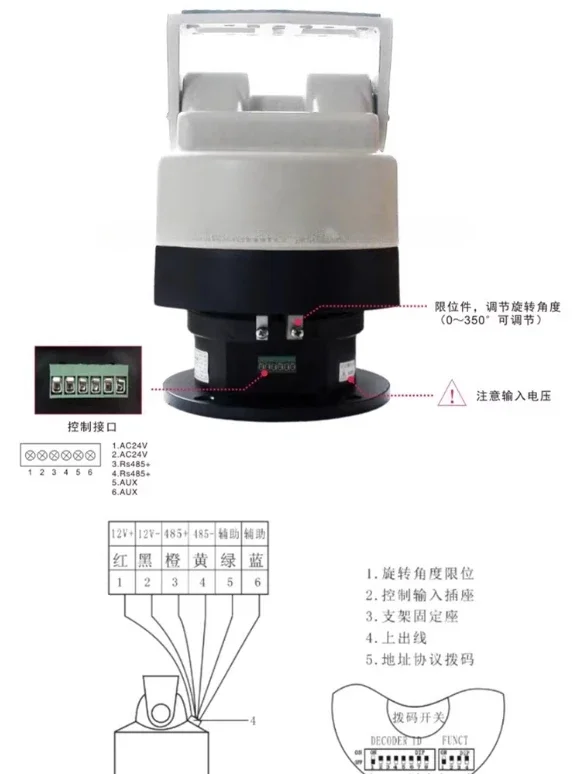 5KG Load RS485 Motor Pan Tilt Scanner Unit Decoder Outdoor PTZ Horizontal Vertical Rotate Support for   Camera Antenna Light