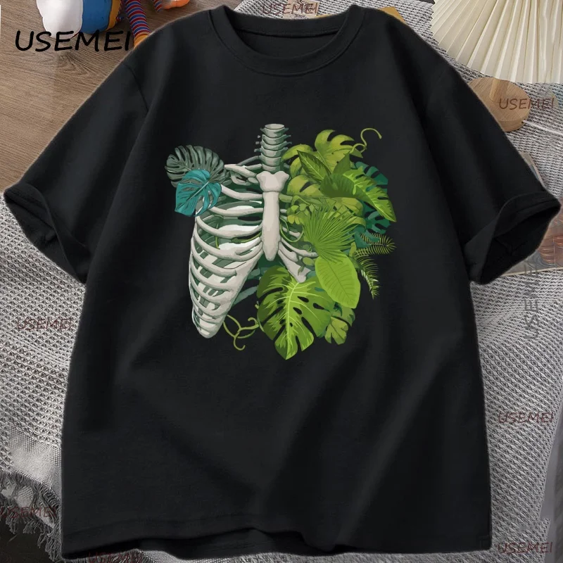 Skeleton Plant Body T-shirt Women Men Funny Plant Lover T Shirt Plant Mom Tee Funny Graphic T Shirts Cotton Short Sleeve Clothes