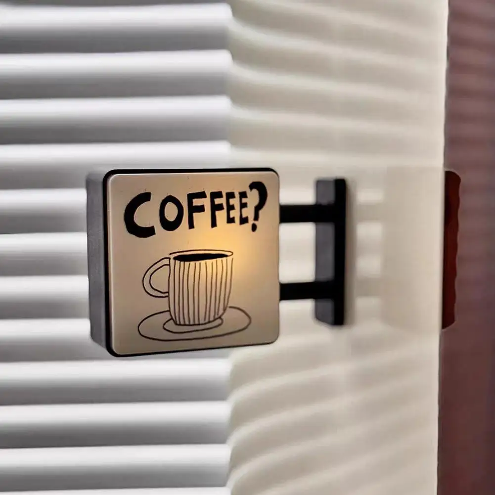 Niedlicher Katzen-Kaffee-Licht-Kühlschrankmagnet, Mini-Retro-Kaffeeschild, Magnetische Stimmungslampe, Heim-Café-Büro-Deko-Accessoires – Detail 9