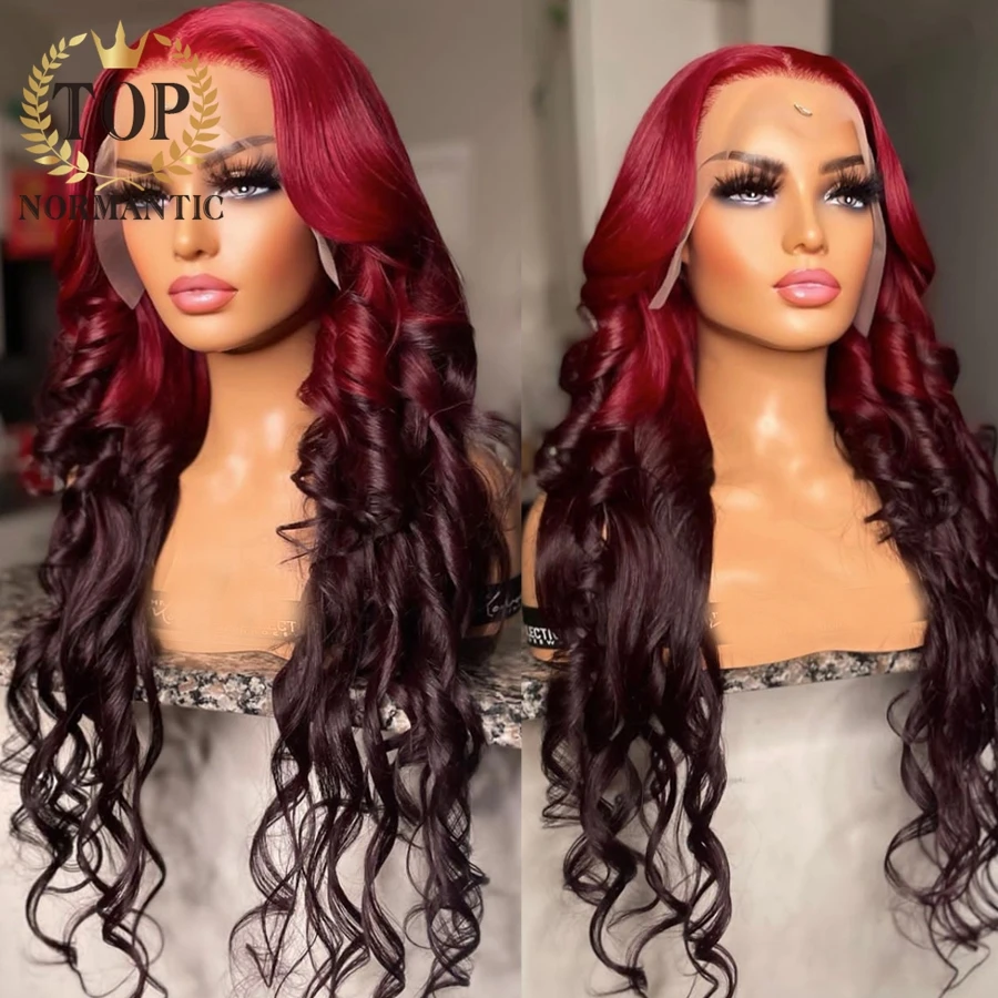 Topnormantic Ombre Color 13x6 Lace Front Wigs for Women Remy Brazilian Human Hair Body Wave Wig Preplucked Hairline