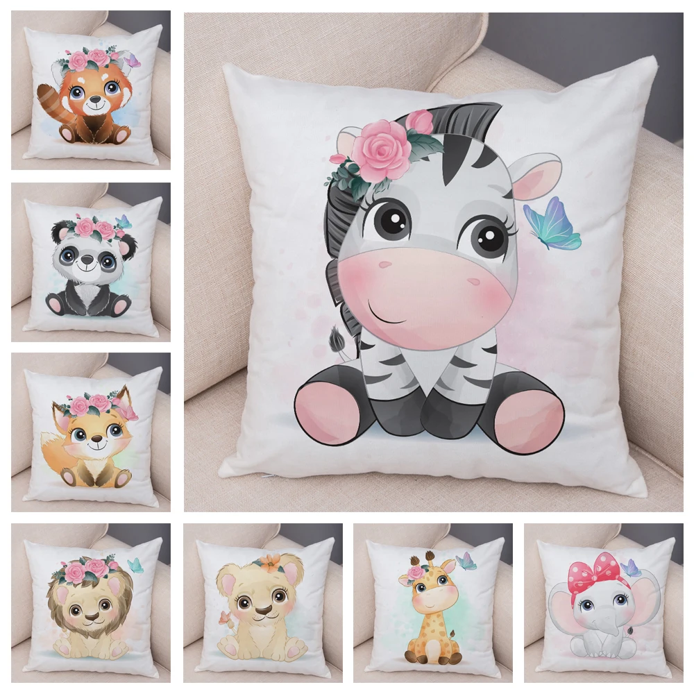 

Pet Dog Cat Print Pillowcase Color Cute Cartoon Animal Cushion Cover Decoration Sofa Home Children's Room