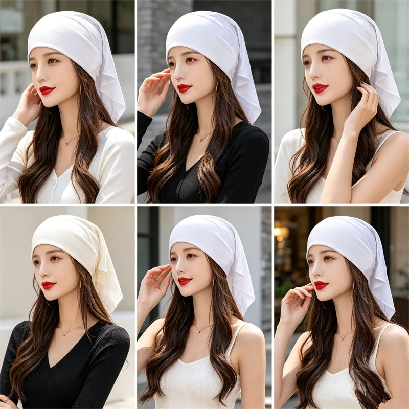 

20 Colors Muslim Women Soft Bone Ninja Inner Hijab Caps Islamic Under scarf Hats Islamic Head Cover Chemo Cancer Headwear Wrap N