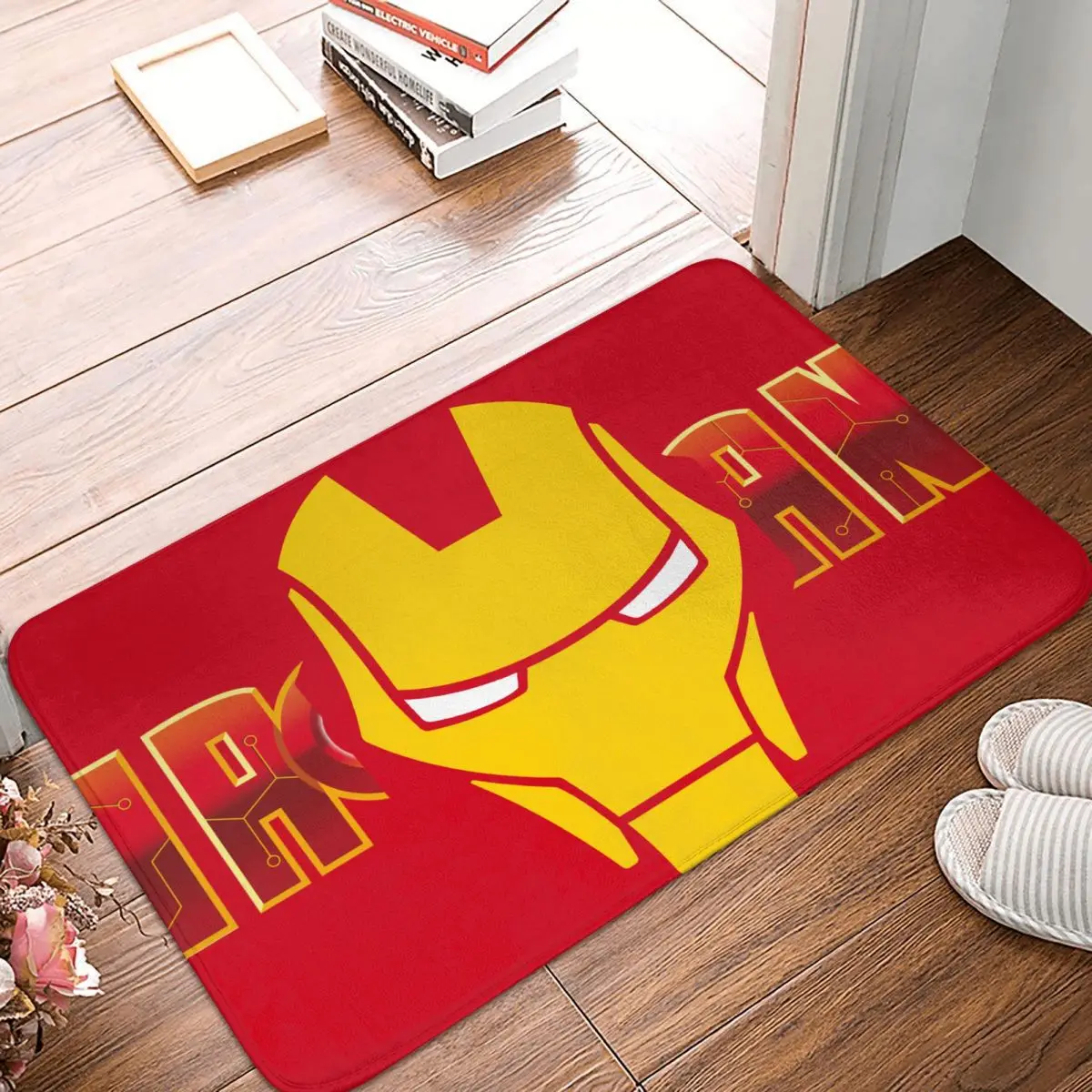 Red Mask Bath Non-Slip Carpet Marvel Iron Man Living Room Mat Entrance Door Doormat Floor Decoration Rug