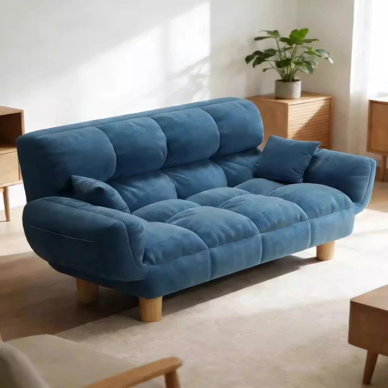 

Fabric sofa living room small apartment lazy sofa rental room can lie down and sleep tatami double straight row small sofa