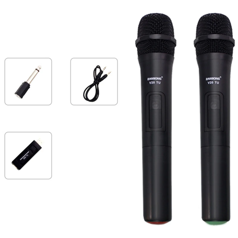 【Hot-Selling!】Zansong Uhf Usb 3.5Mm Wireless Microphone Megaphone Handheld Mic with Receiver for Karaoke Speech Loudspeaker V20
