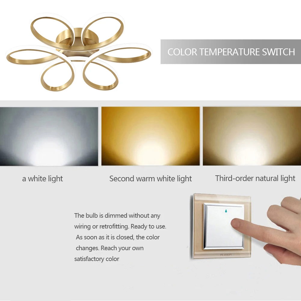 Lámpara de techo LED con diseño de flores para el hogar, iluminación moderna de 12W para dormitorio, sala de estar y pasillo
