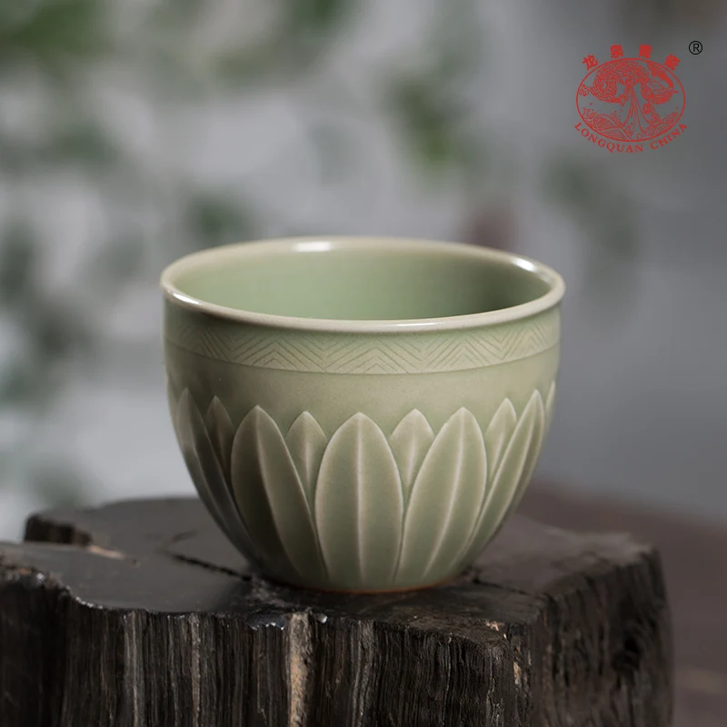 

|Longquan Celadon Master Cup Single Cup Ceramic Chinese High-End Tea Cup Kung Fu Tea Cup Hu Jianyong Handmade Tea Cup