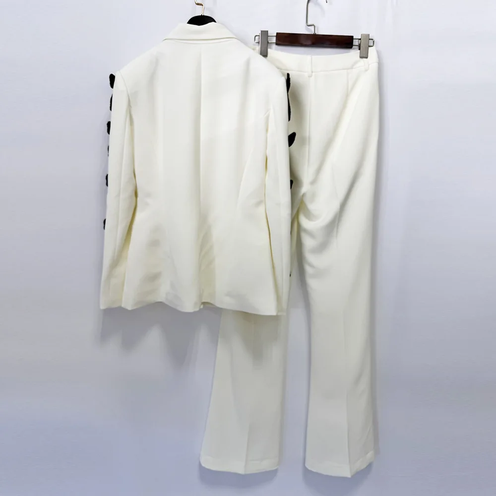 TOP QUALITY Newest Fashion 2026 Designer Runway Suit Set Women's Bow Slim Suit jacket Jacket Long Pants Set 2pcs