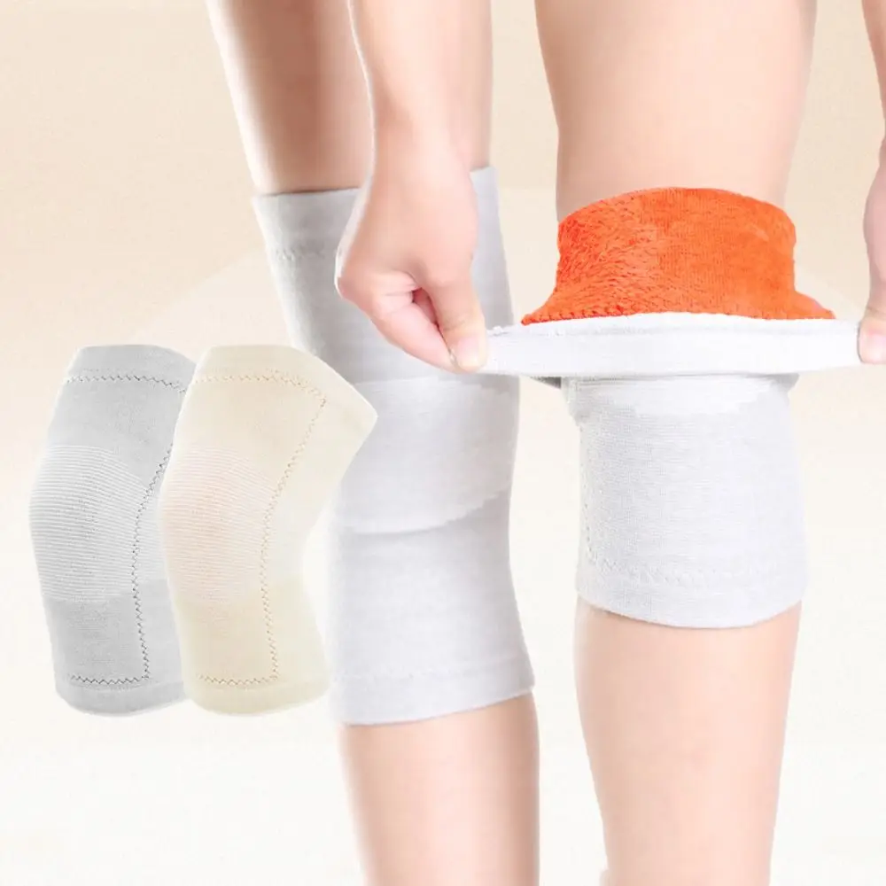 Druck stehende elastische Woll-Knieschützer, dünne Elastizität, Streifen-Design, Knieschützer, hautfarbenes Baumwoll-Polyester