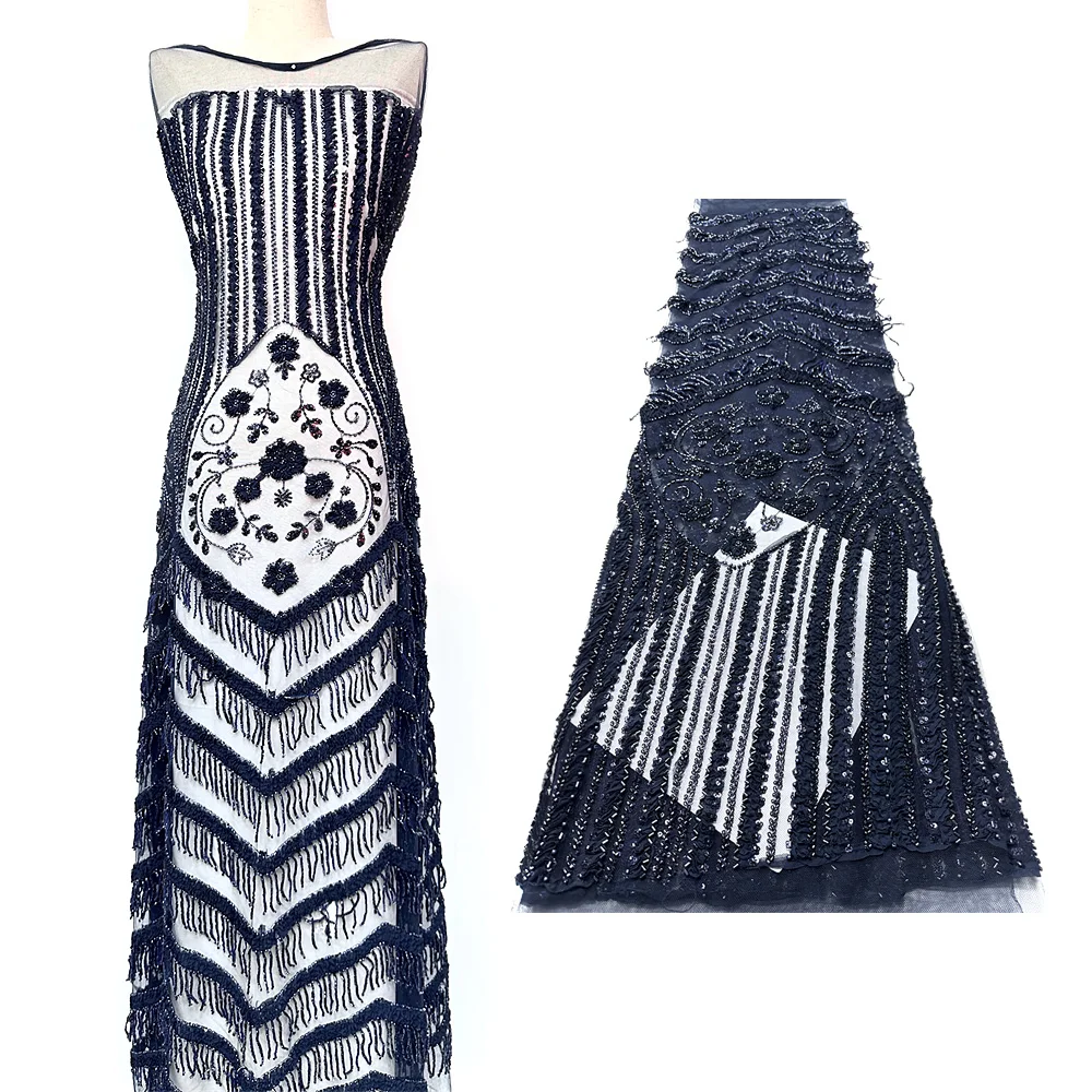 

Африканское французское кружево с блестками, 3D кружевная ткань, 2025 г., муслиновое кружево с бисером, нигерийское платье для жениха с вышивкой для вечерние, швейный материал