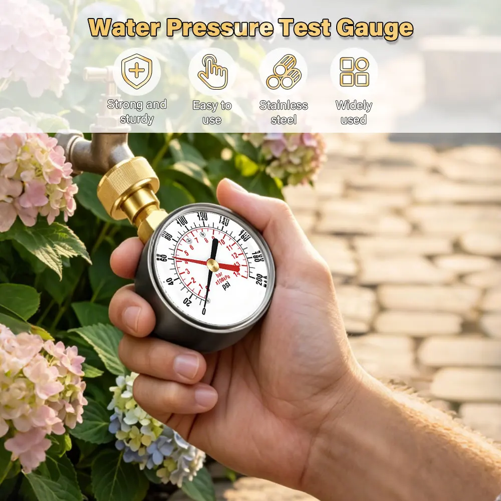 TS-60-200 PSI Wasserpumpen-Druckmesser für Schlauch und Wasserhahn, Gartenschlauch-Wasserdruckprüfgerät – Detail 3