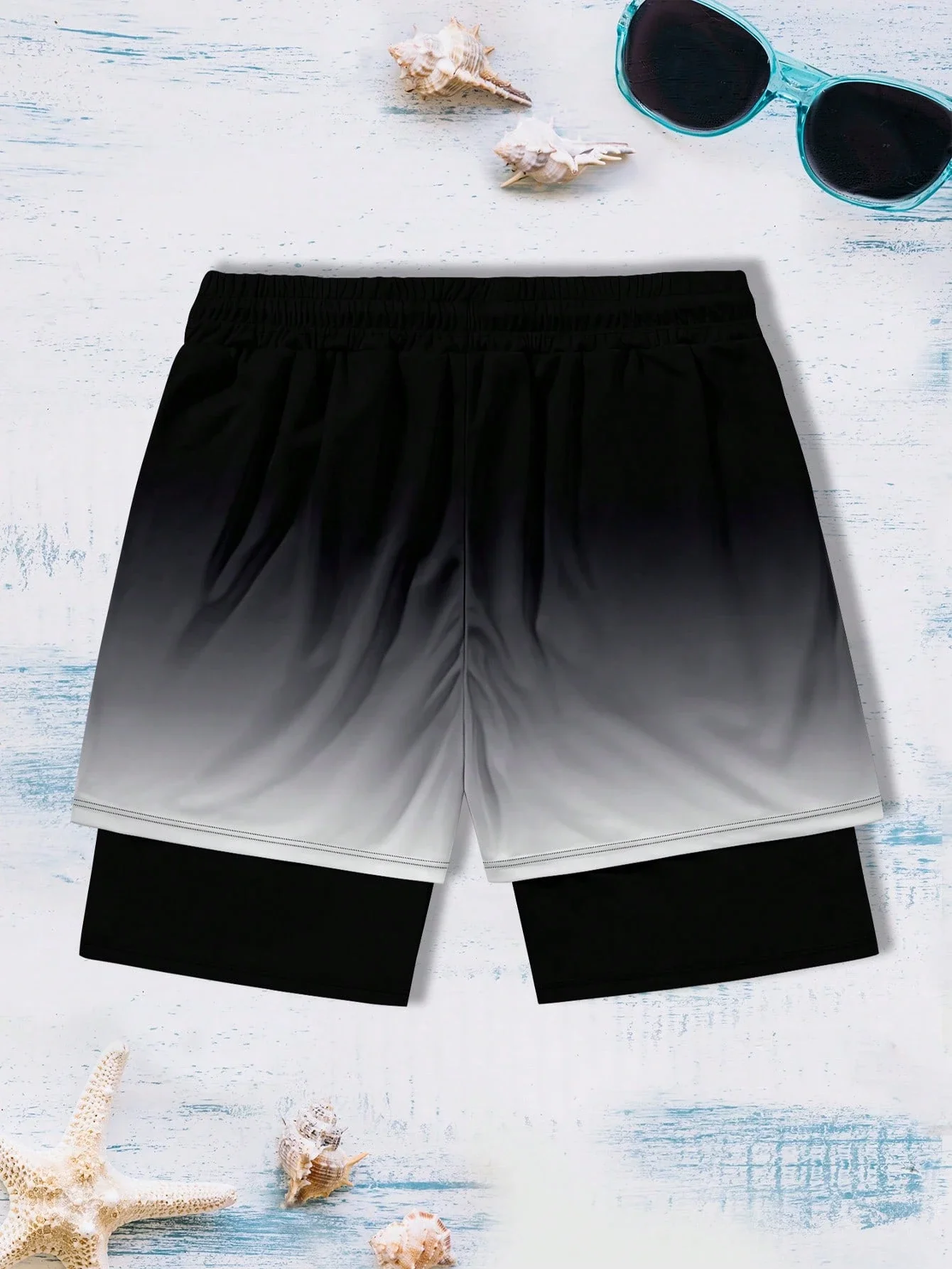 

Mens Palm Tree Print Gradient Board Shorts For Beach Vacation