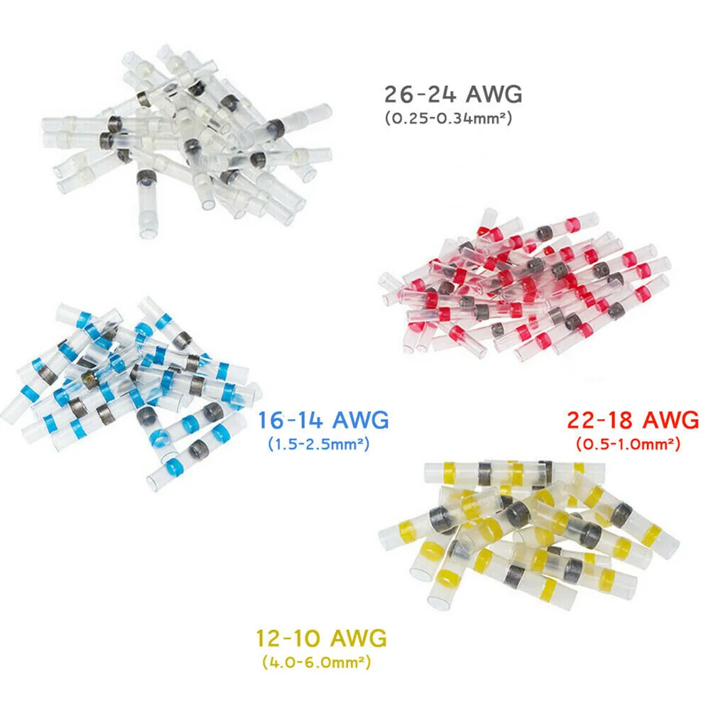 650PCS Solder Seal Heat Shrink Butt Wire Connectors Terminals Assorted Kit For Car Boat Marine Electrical Cable Repair