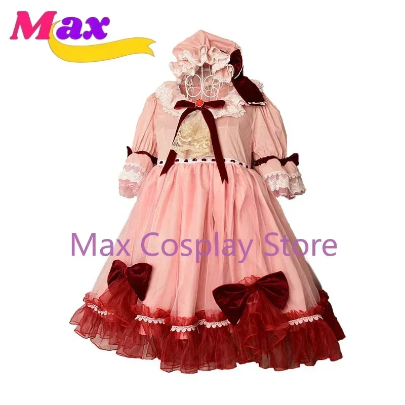 Max Cosplay Remilia Scarlet Costume Dress+hat Custom size DF