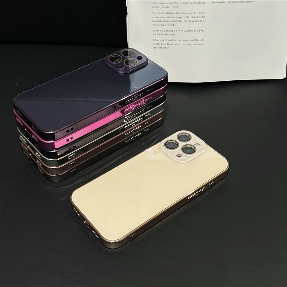 Luxuriöse, glänzende Handyhülle aus Glas für iPhone 18, 17, 15, 16 Pro Max, 14, 13, 12, 11 mit Kameraschutz, stoßfestem Rahmen und harter Schutzhülle. – Detail 5