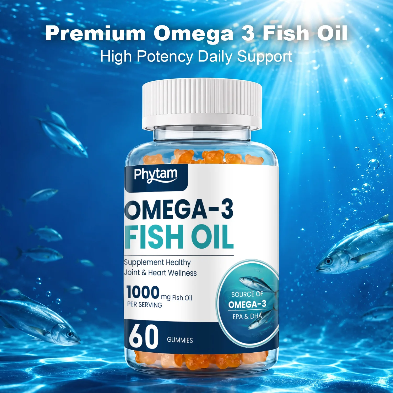 Omega 3 Fish Oil Gummies Support Brain & Nervous System Health, Cardiovascular & Skin Health, Antioxidant & Anti-Inflammation