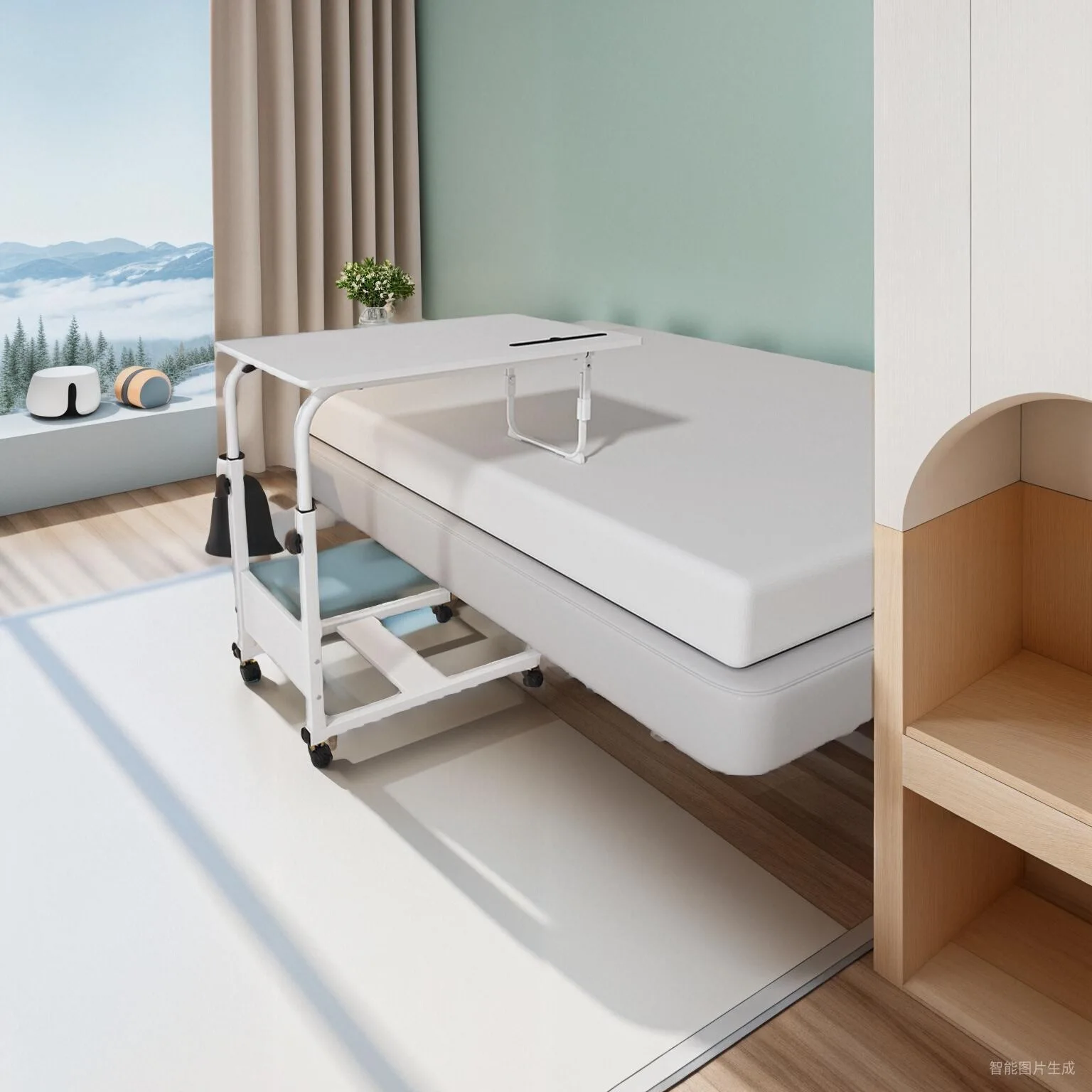 

Bed table Notebook table Office eating study table Bedroom desk Movable simple with folding support legs