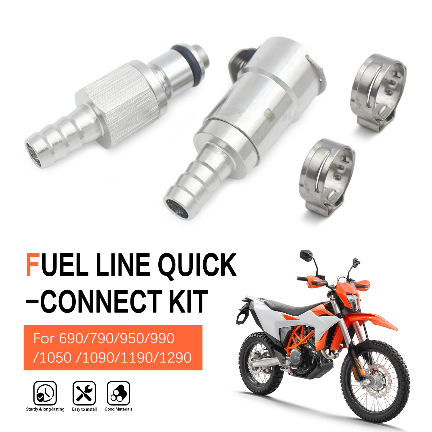 

6MM For 690 790 950 990 1050 1090 1190 1290 Fuel Pump Quick Release Metal Connector Motorcycle Part Fuel pipe connector set