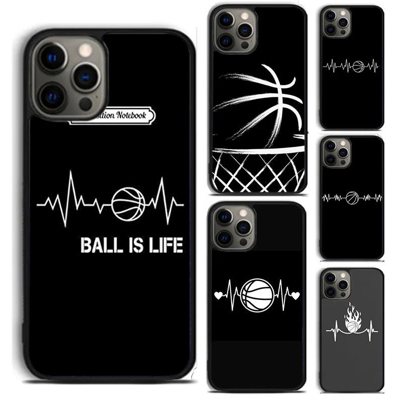 Basketball Heart Beat Phone Case For For iPhone 16 15 11 12 13 14 Pro Max XS XR Plus coque