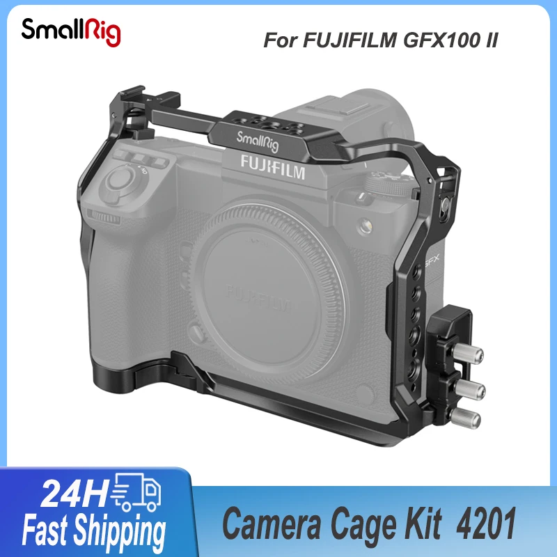 

SmallRig Camera Cage Kit with Acra-Swiss Plate 1/4-20 Threaded Hole for FUJIFILM GFX100 II Aluminum Alloy Cage 4201