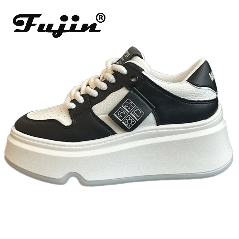 

Fujin 6cm 2024 Cow Genuine Leather Women Ladies Platform Wedge Fashion Vulcanize Chunky Sneakers Autumn Thick Soled Spring Shoes