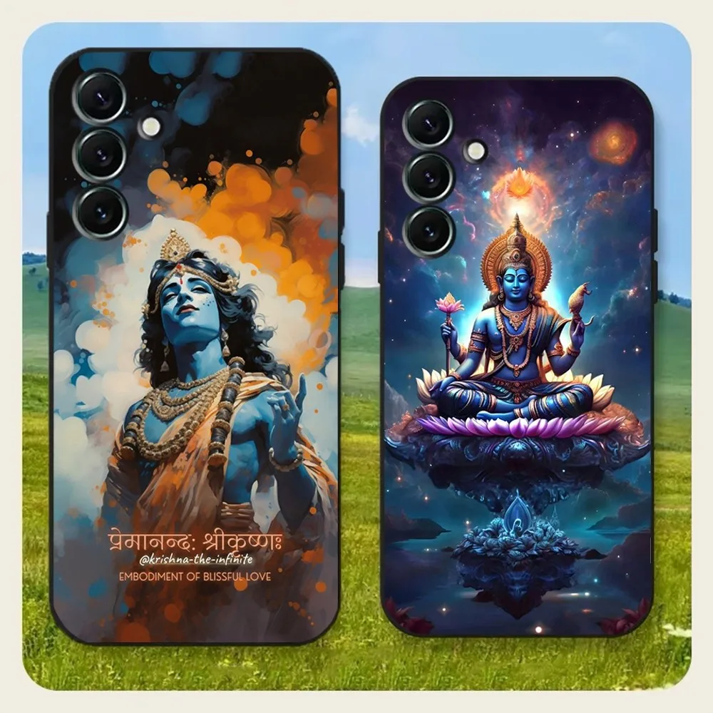 Vishnu Hare Krishna Phone Case For Samsung Galaxy A20,A21s,A22,A31,A32,A52,A53,A72,73,A80,A91Soft Black Cover