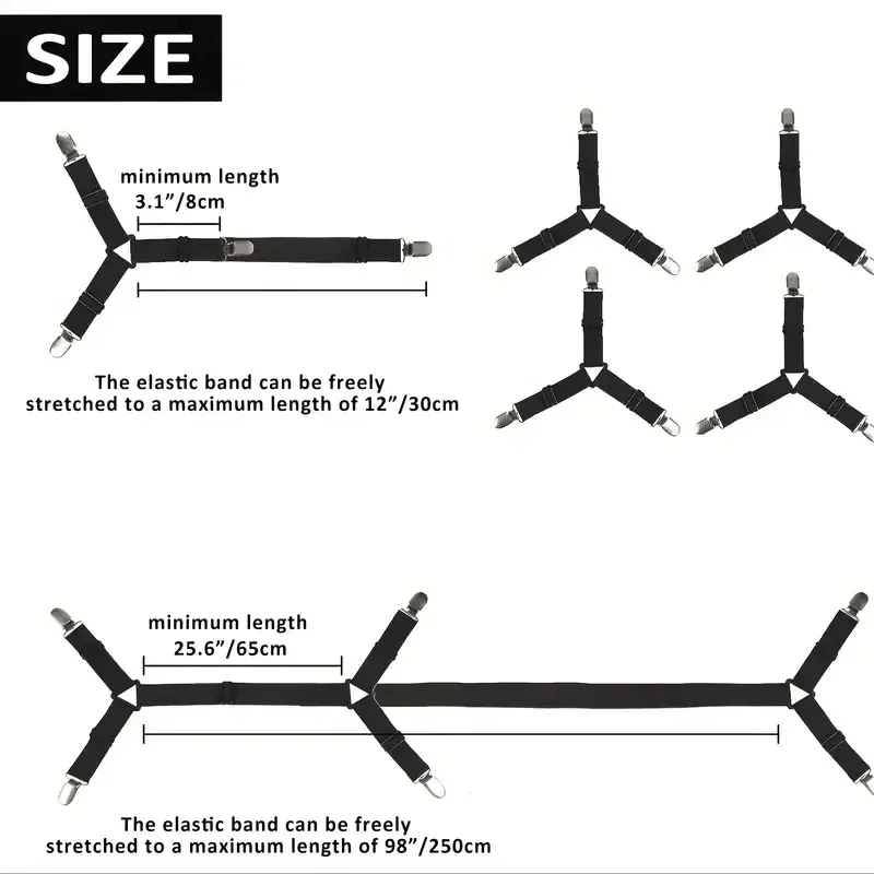 Soporte ajustable para sábanas de cama, correas ajustadas, Clip elástico antideslizante, mantas, soporte para edredón, artilugios organizadores, 5 unidades