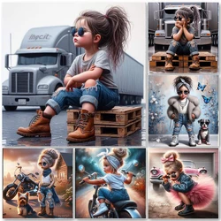 Cool Girl 5D DIY Diamond Painting Full Diamond Mosaic Embroidery Steampunk  Girl Cross Stitch Kits Set Art