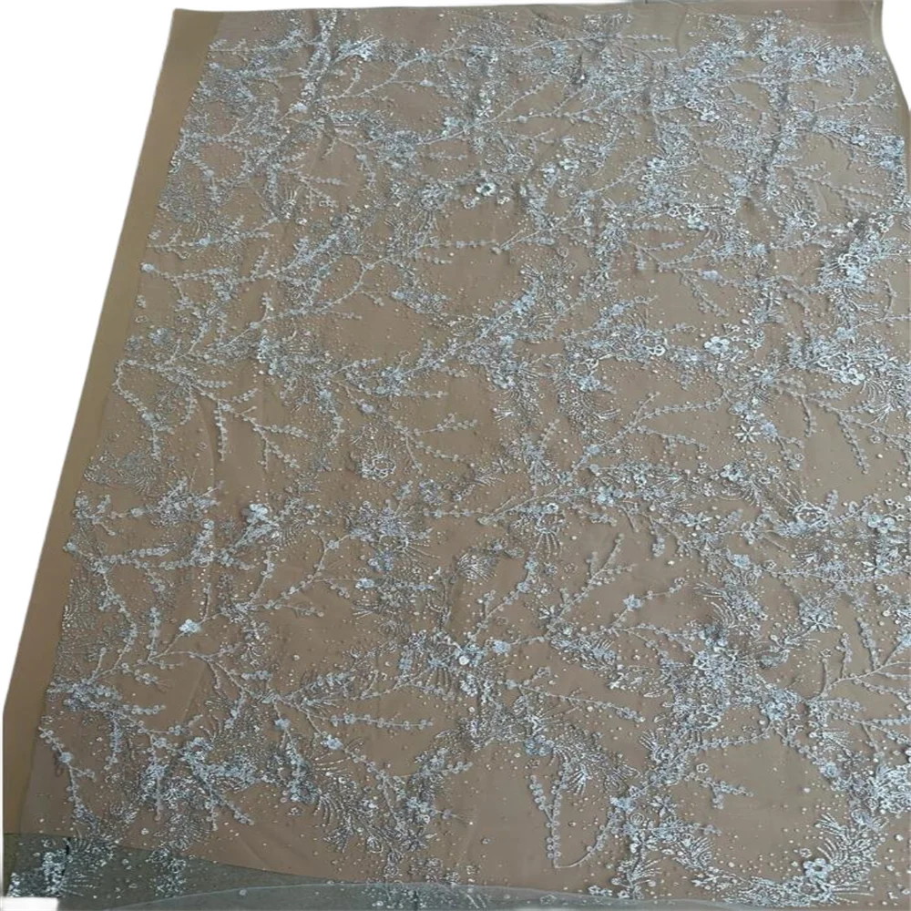 

African Glitters Lace Fabric High Quality French J-1308728 Lace Fabric Nigerian Tulle Sequins Lace Fabric