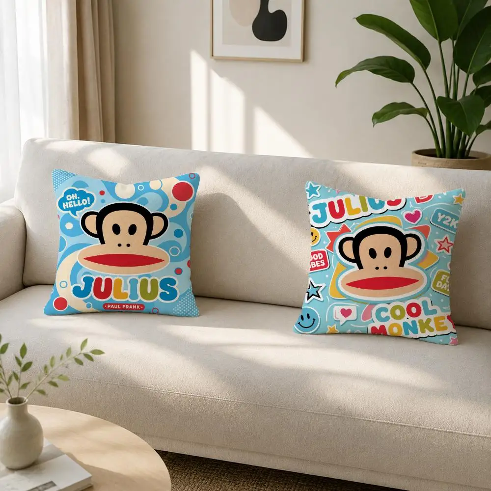 Character Julius the Monkey Cushion Cover Soft Plush Cushion Covers Fluffy Throw Pillow Cases for Sofa Bedroom Home Decor