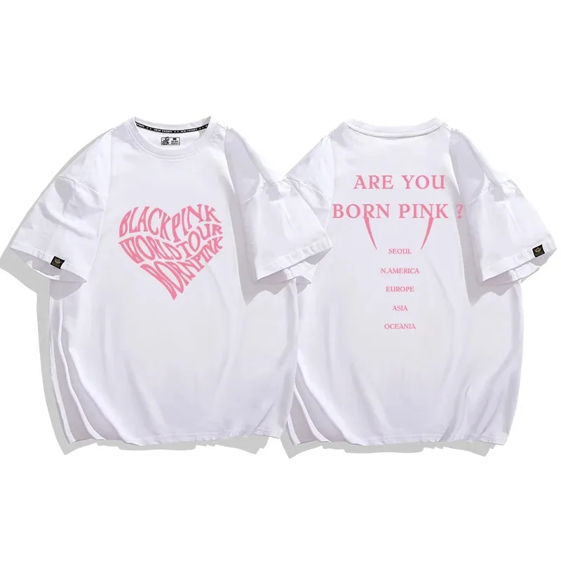 100% Cotton T Shirt  Women T-shirt Black Print Pink Kpop Short Sleeve Casual Oversized Girl Tee Fashion Big Size Clothing