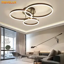 Modern Gold Coffee Led Chandelier for Living Room Bedroom Office Circle Ceiling Light Home Decoration Indoor Lighting Fixtures