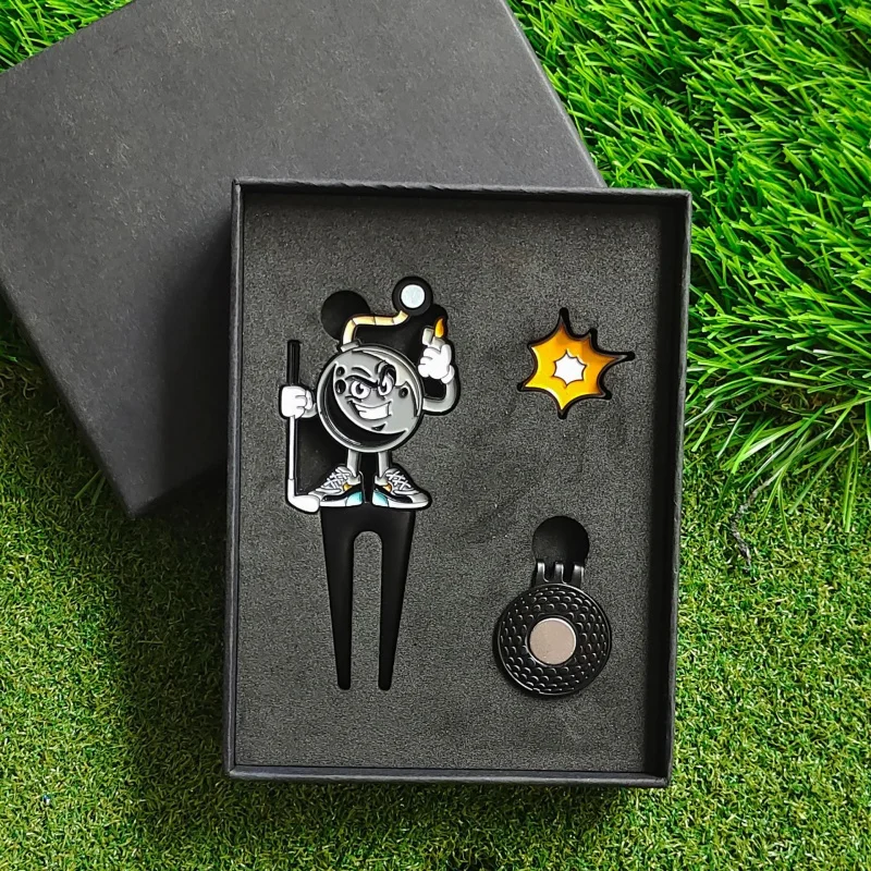 New Golf Gift Creative Cartoon Bomber Ball Yoke Hat Clip Mark Set Golf Divot Tool