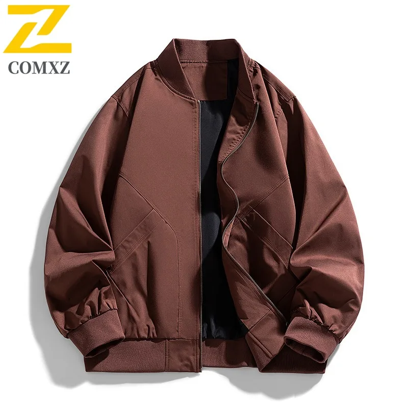 COMXZ Tooling Jacket Men Autumn New High Quality Loose Fit Adventure Jackets Casual Baseball Collar Windproof Plus Size Coat