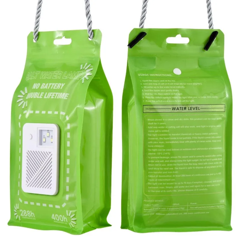 

AB34-Hydro-Powered Portable Salt Water Emergency Light, Battery-Free, Non-Polluting For Outdoor Camping Light For Outdoor Activi