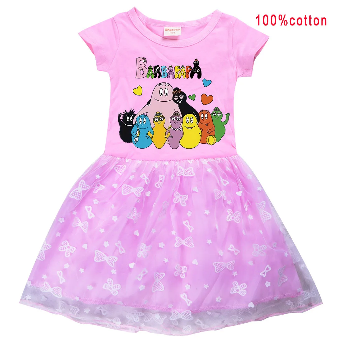 2022 summer New T shirt Dress Barbapapa Girls Tutu Dress Halloween Cosplay Costume Princess Kids Girls Birthday Party Dresses