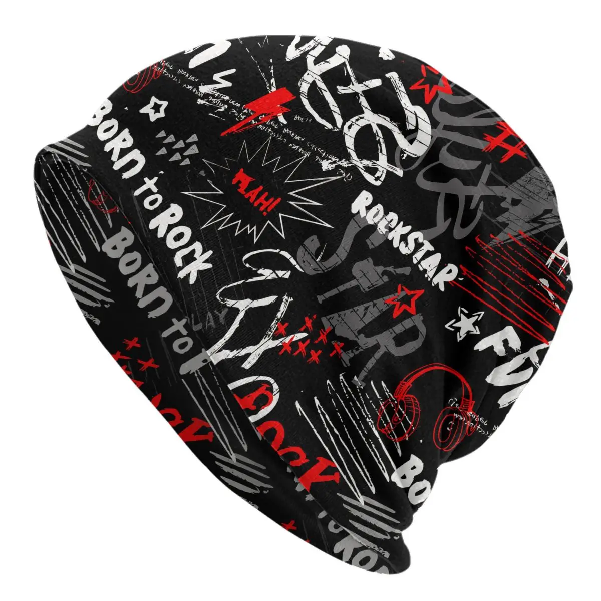 Graffiti Art Pattern Outdoor Hats Headphones Spray Paint Words Rock Thin Hat Bonnet Special Skullies Beanies Caps Men Women's