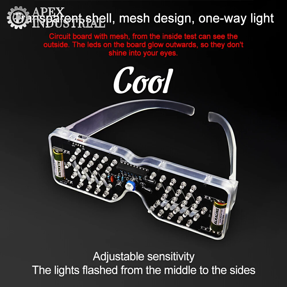 DIY Kit Voice Controlled LED Luminous Glasses Making Set Light-emitting Diode Flashing Light Electronic Soldering Assembly